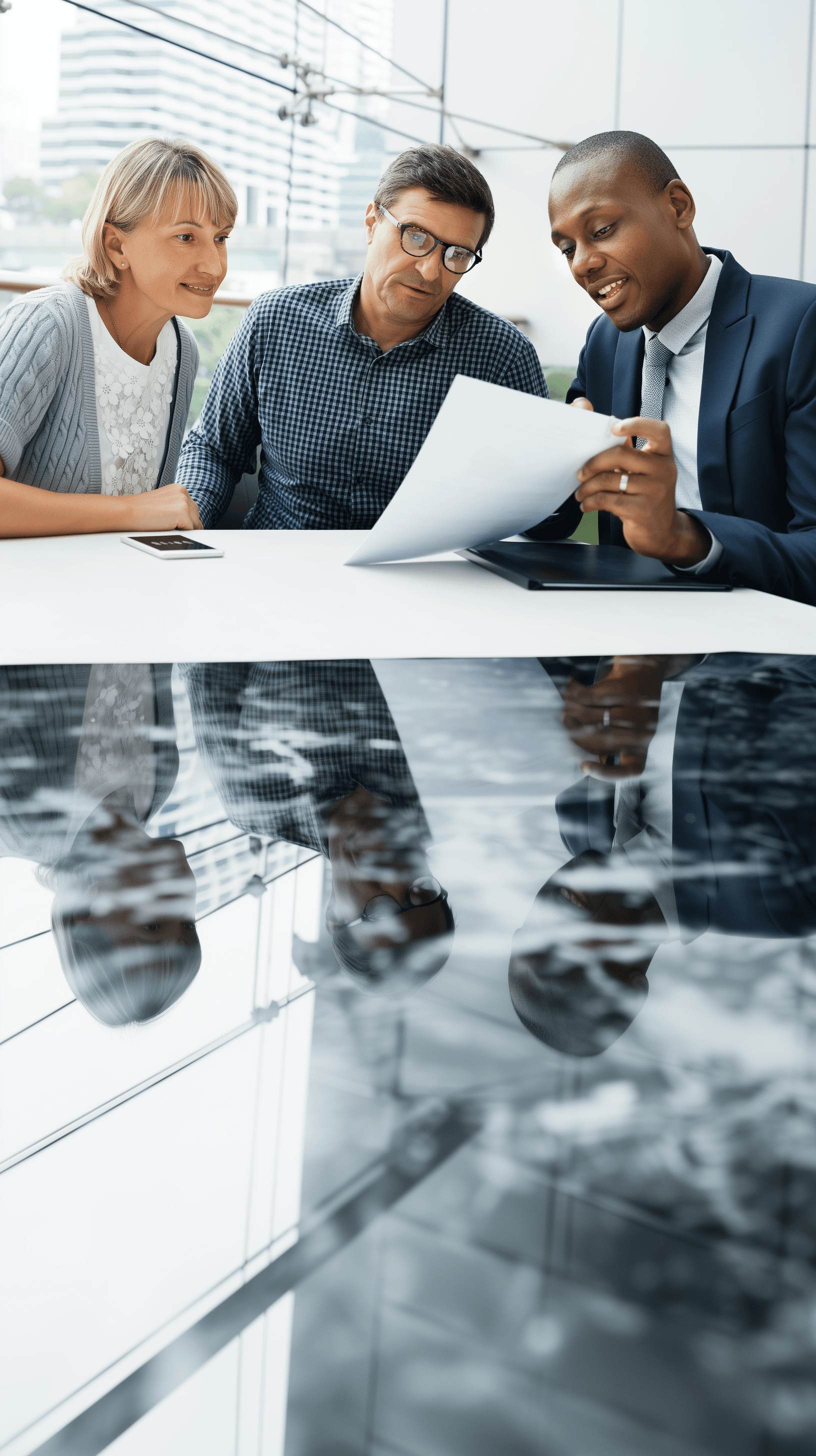 Mortgage specialists advising a client