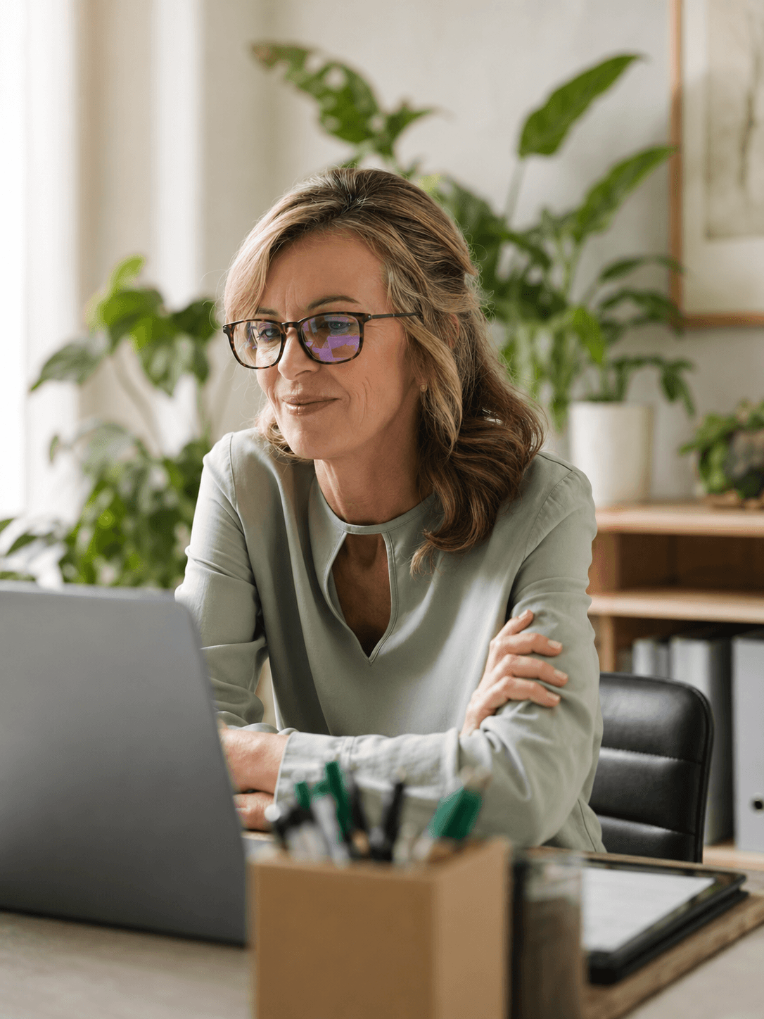 Senior woman working on laptop